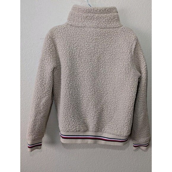Tommy Hilfiger Sherpa Jacket Womens Small Beige Bomber Teddy Pockets - Picture 11 of 11